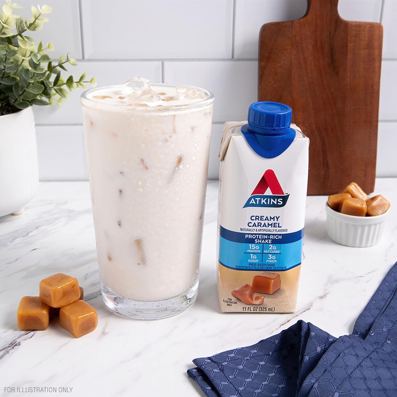 image:imageAtkins Atkins Energy Shake Creamy Caramel 4 Count Pack of 31 Fl Oz Pack of 12