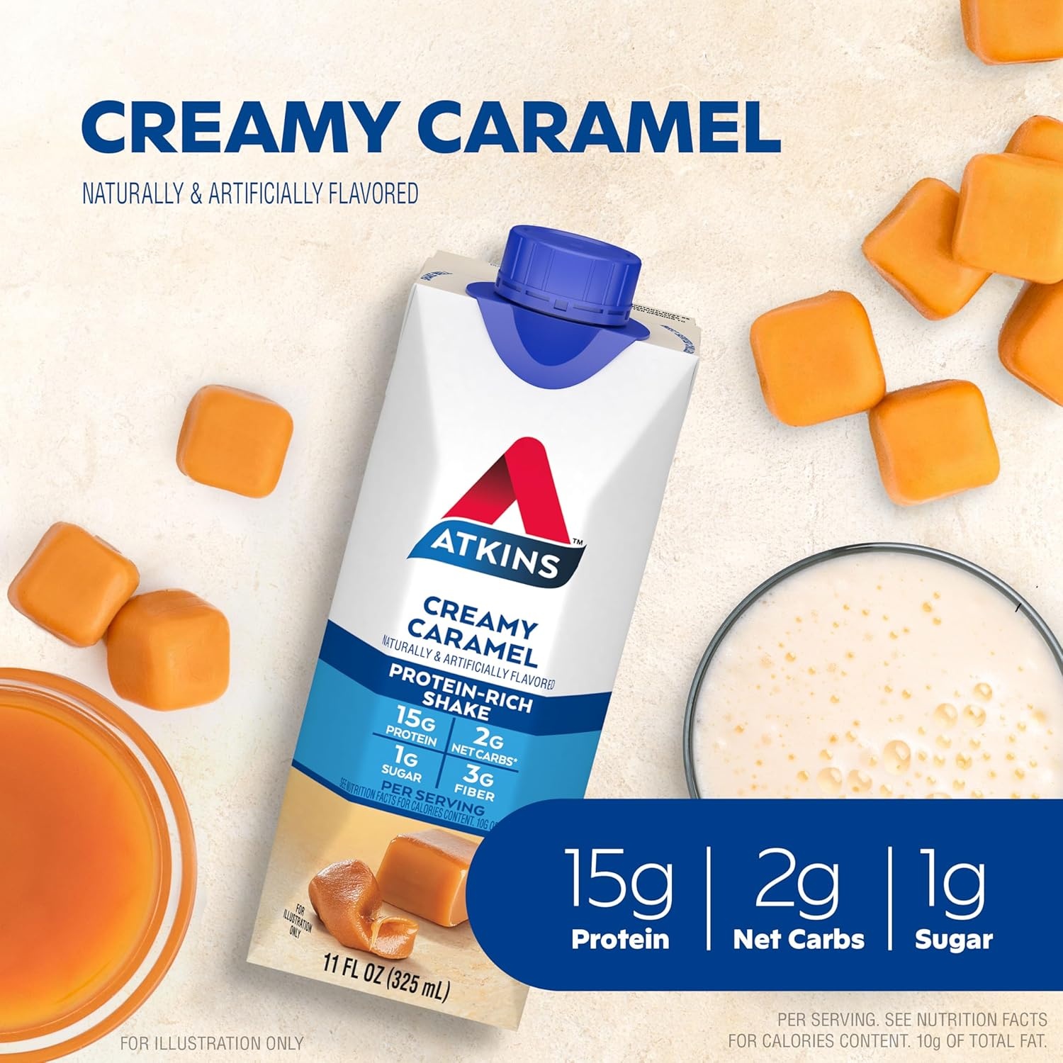 image:imageAtkins Atkins Energy Shake Creamy Caramel 4 Count Pack of 31 Fl Oz Pack of 24