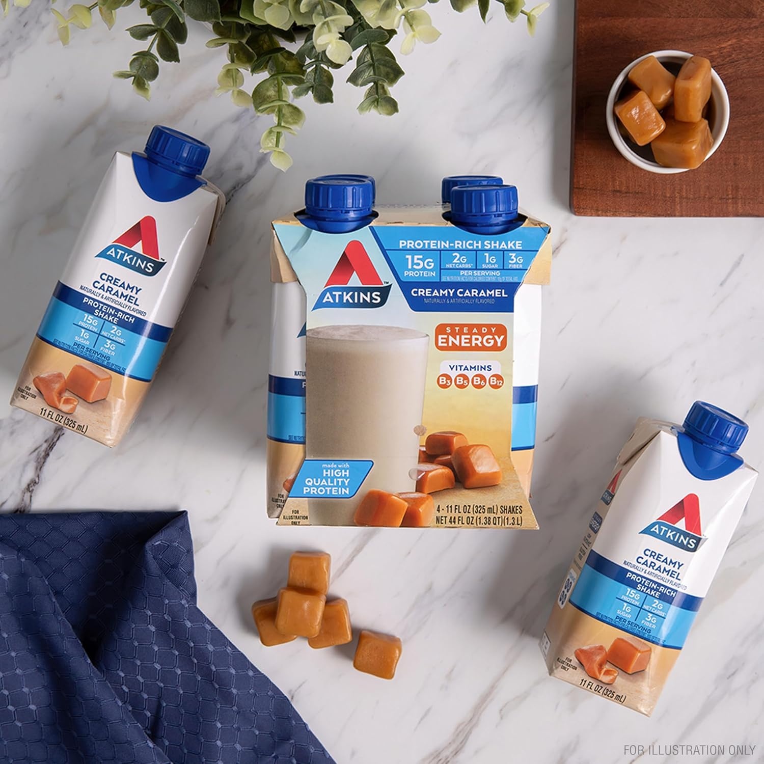 image:imageAtkins Atkins Energy Shake Creamy Caramel 4 Count Pack of 31 Fl Oz Pack of 24