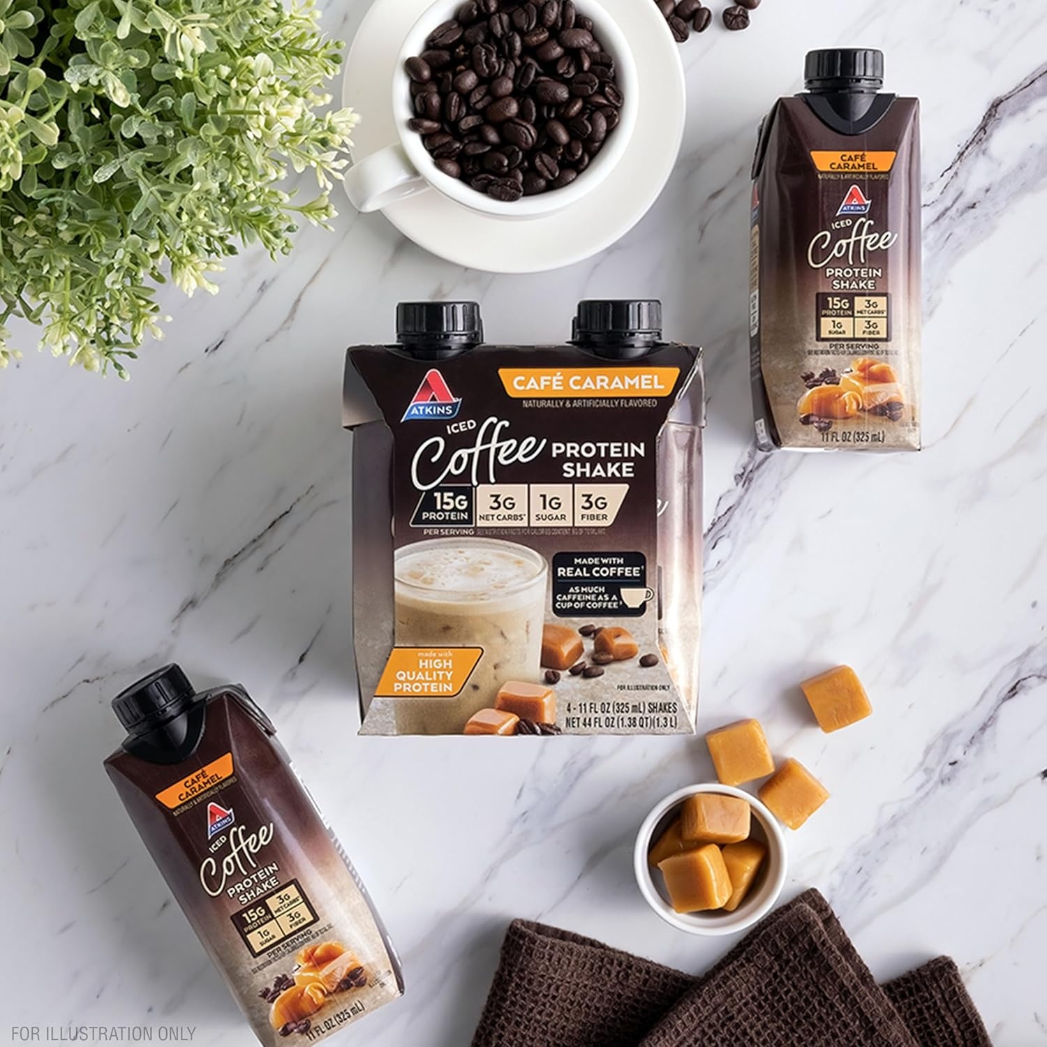 image:imageAtkins Caf au Lait Iced Coffee Flavored High Protein Shake Low Sugar and Low Carb Keto Friendly Ready to Drink Protein Drink Gluten Free 12 CountCaramel