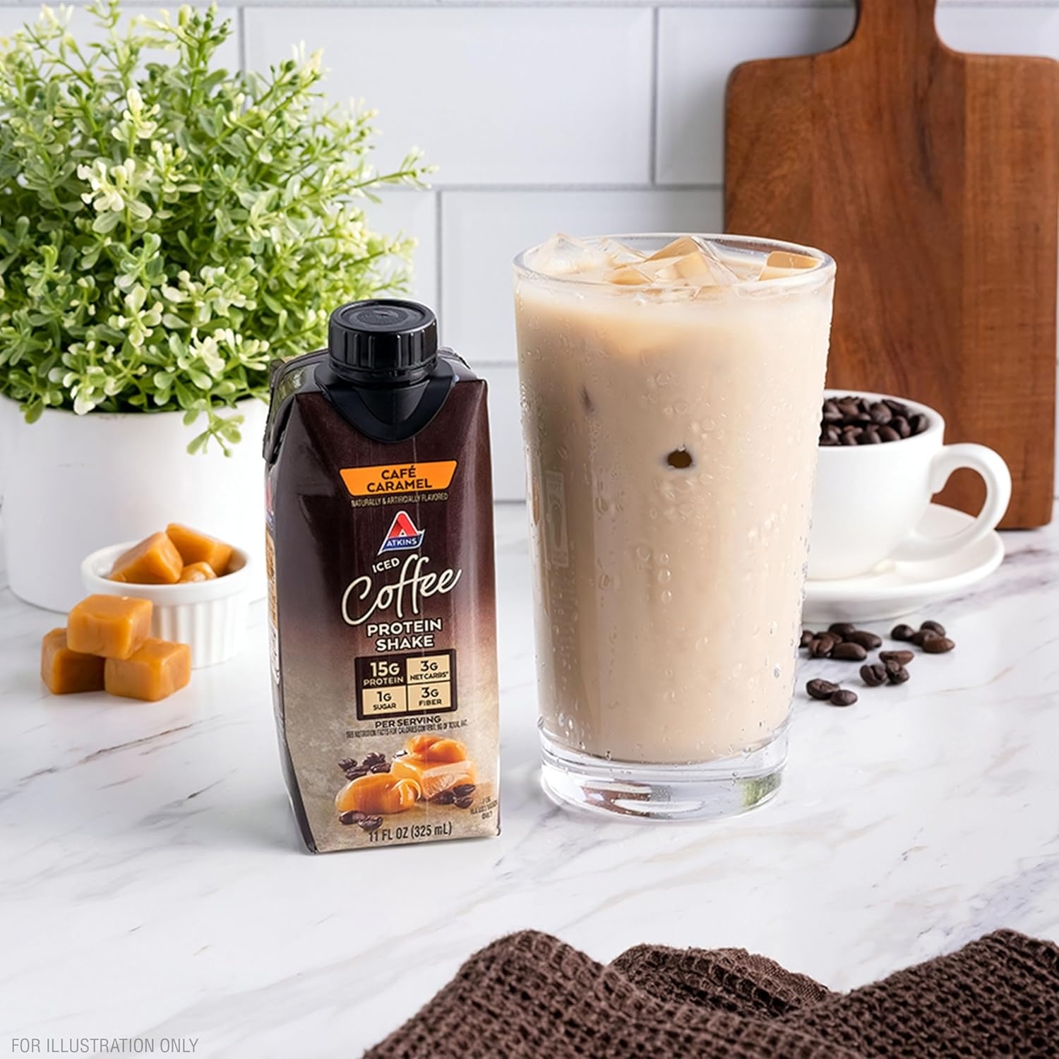 image:imageAtkins Caf au Lait Iced Coffee Flavored High Protein Shake Low Sugar and Low Carb Keto Friendly Ready to Drink Protein Drink Gluten Free 12 CountCaramel