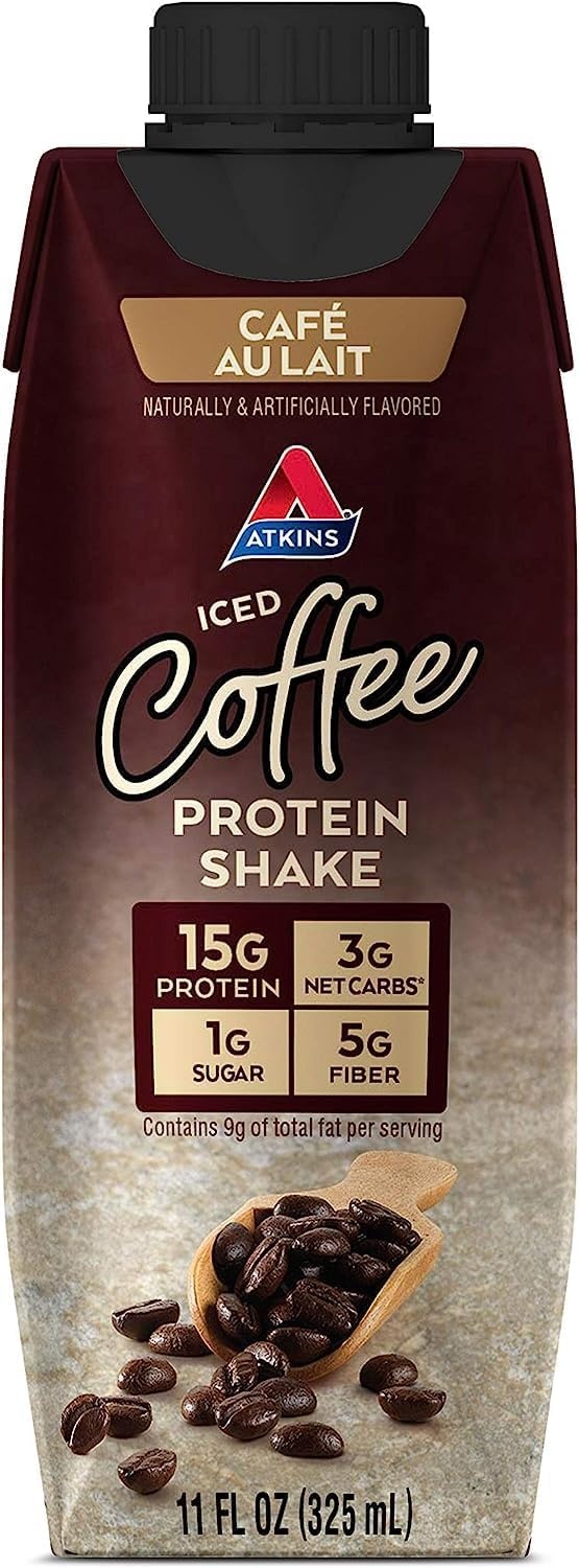 image:imageAtkins Caf au Lait Iced Coffee Flavored High Protein Shake Low Sugar and Low Carb Keto Friendly Ready to Drink Protein Drink Gluten Free 12 CountCaramel