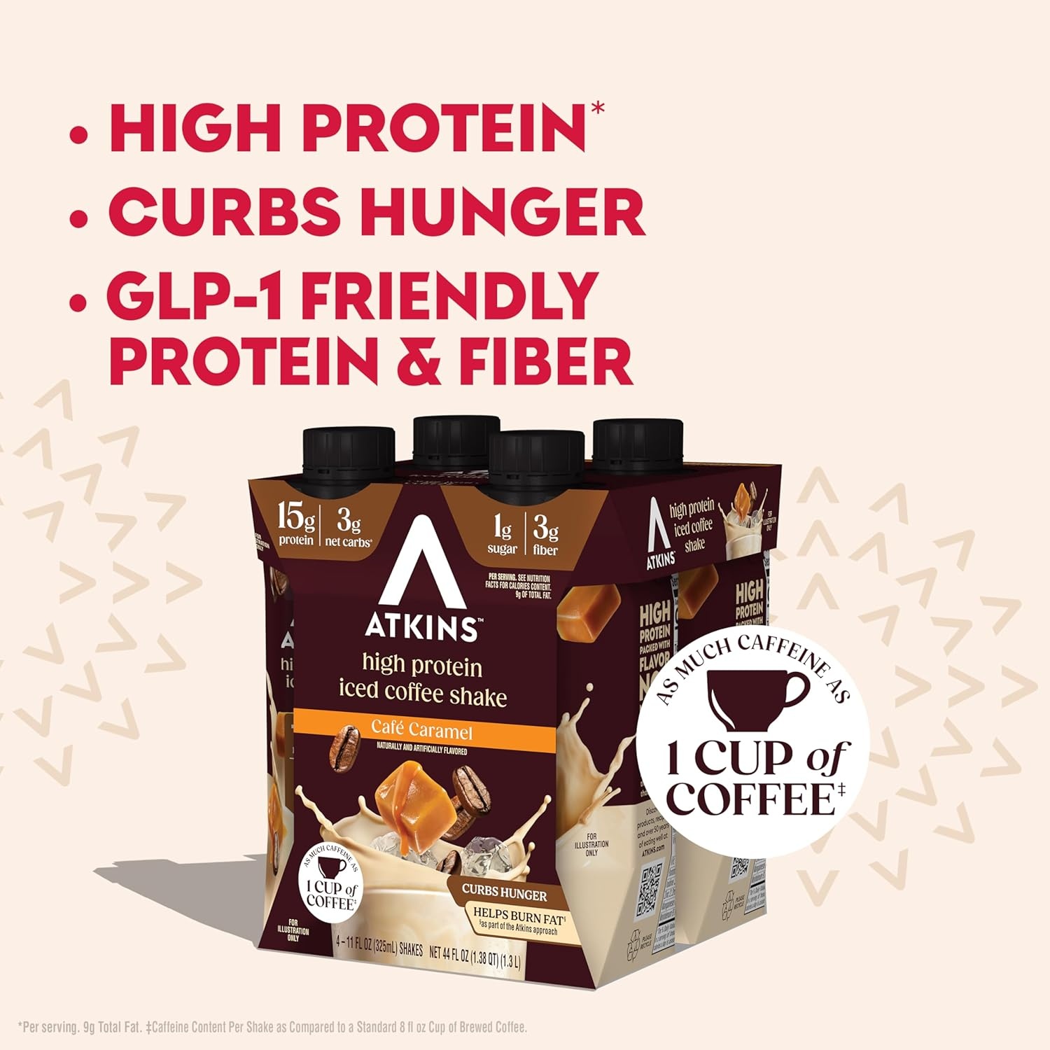 image:imageAtkins Caf au Lait Iced Coffee Flavored High Protein Shake Low Sugar and Low Carb Keto Friendly Ready to Drink Protein Drink Gluten Free 12 CountCaramel