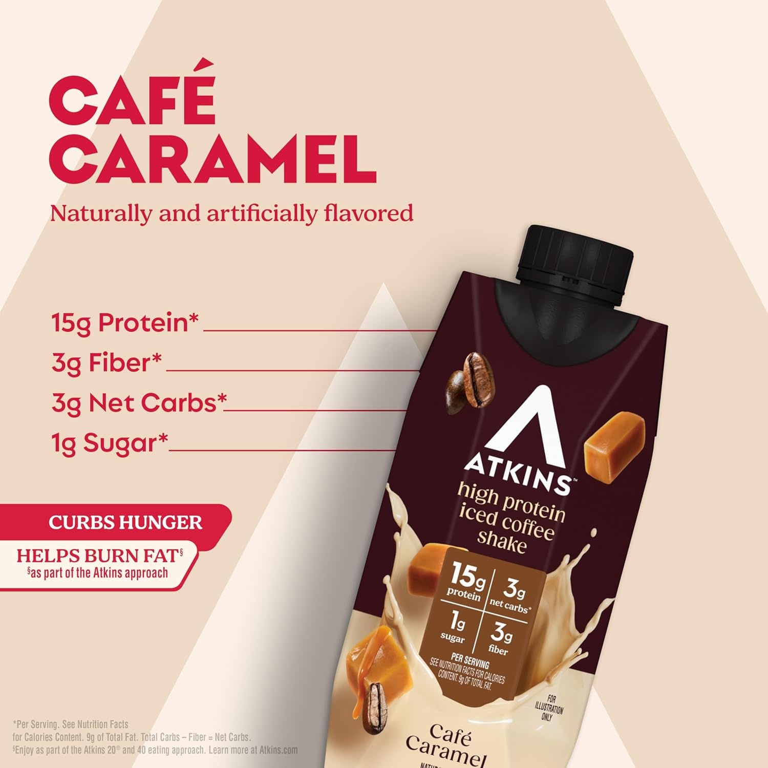 image:imageAtkins Caf au Lait Iced Coffee Flavored High Protein Shake Low Sugar and Low Carb Keto Friendly Ready to Drink Protein Drink Gluten Free 12 CountCaramel