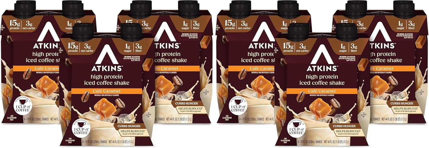 image:imageAtkins Caf au Lait Iced Coffee Flavored High Protein Shake Low Sugar and Low Carb Keto Friendly Ready to Drink Protein Drink Gluten Free 12 CountCaramel
