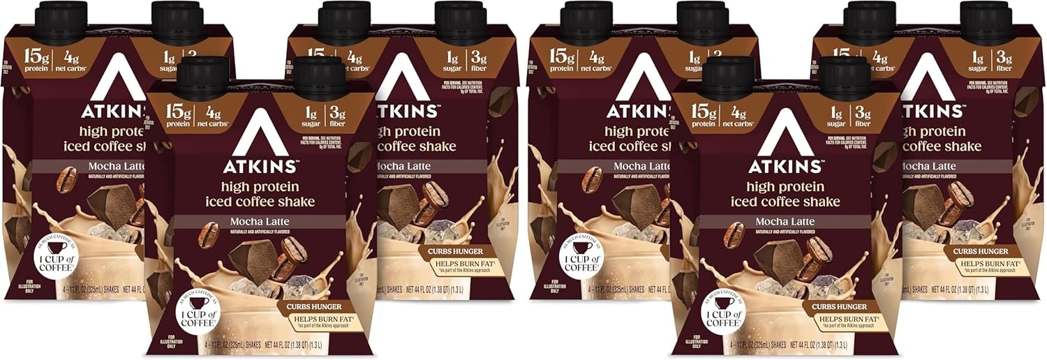 image:imageAtkins Caf au Lait Iced Coffee Flavored High Protein Shake Low Sugar and Low Carb Keto Friendly Ready to Drink Protein Drink Gluten Free 12 CountMocha