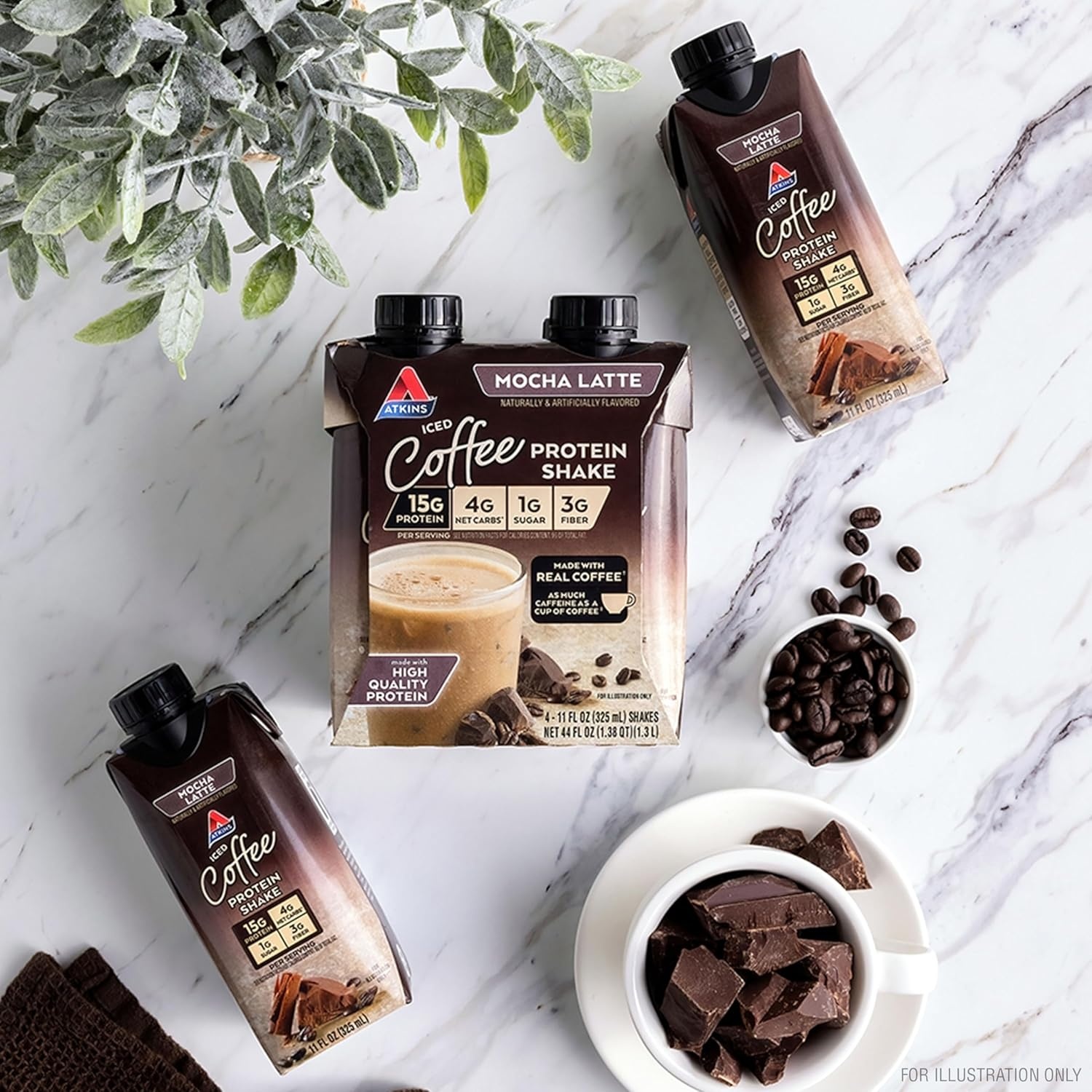 image:imageAtkins Caf au Lait Iced Coffee Flavored High Protein Shake Low Sugar and Low Carb Keto Friendly Ready to Drink Protein Drink Gluten Free 12 CountMocha