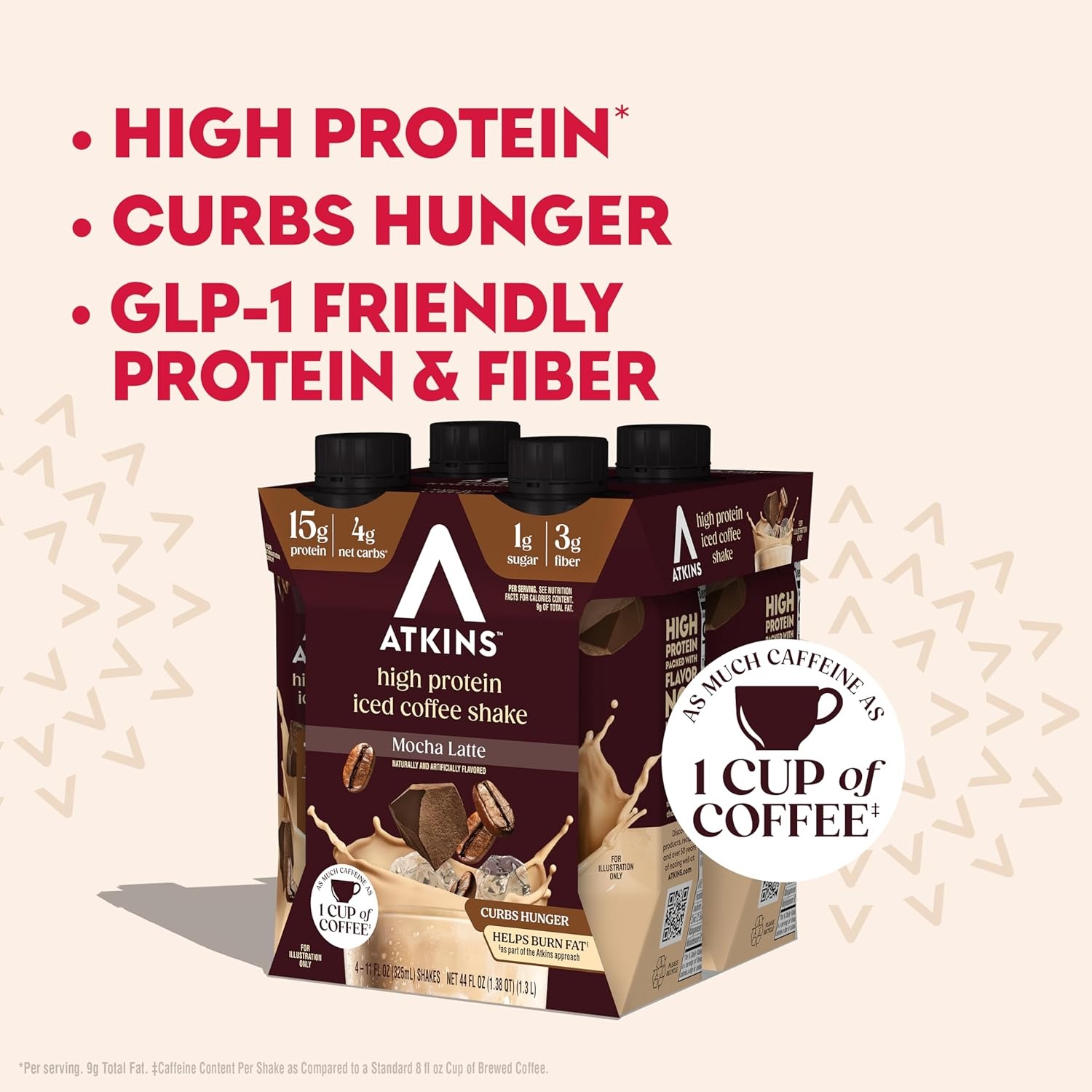 image:imageAtkins Caf au Lait Iced Coffee Flavored High Protein Shake Low Sugar and Low Carb Keto Friendly Ready to Drink Protein Drink Gluten Free 12 CountMocha