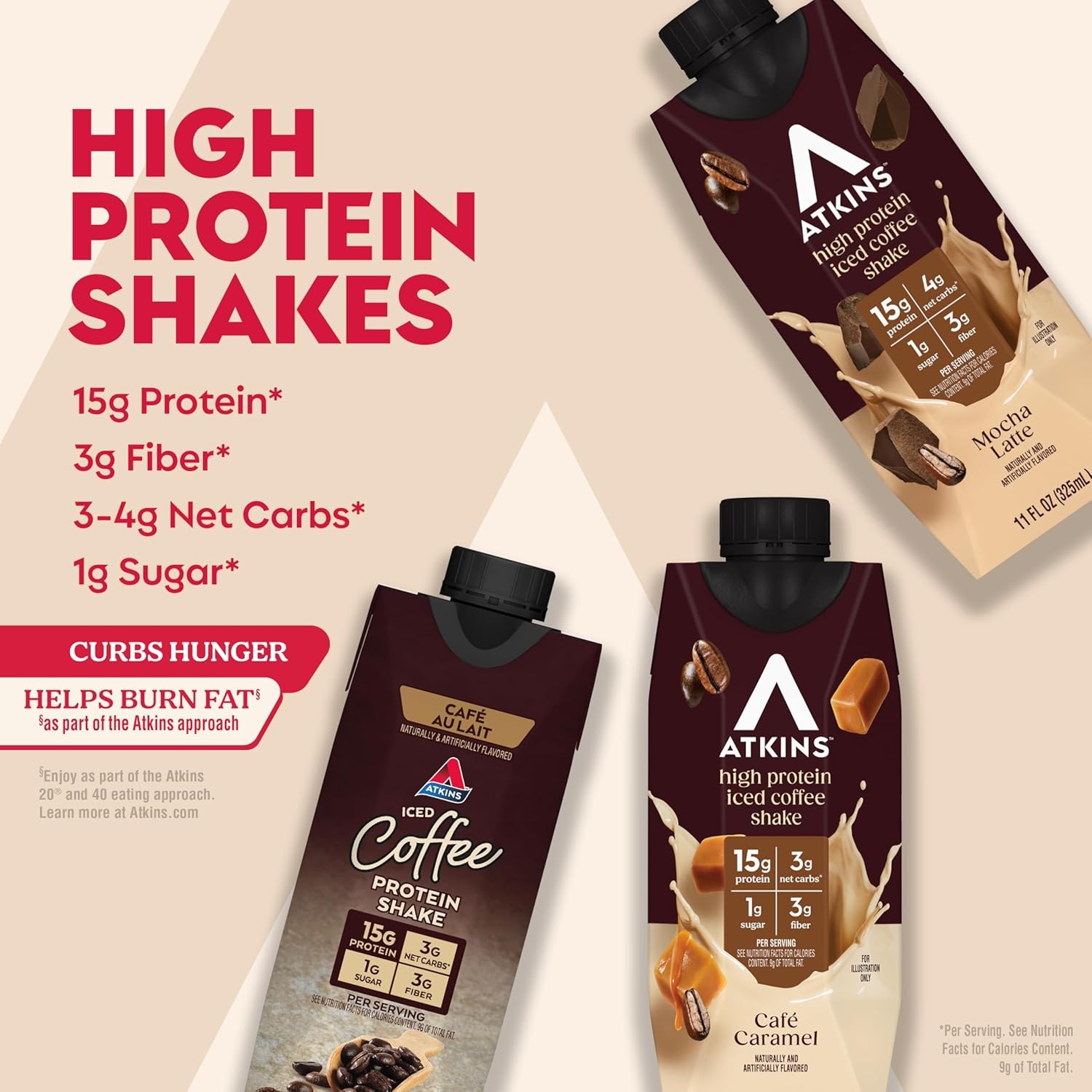 image:imageAtkins Caf au Lait Iced Coffee Flavored High Protein Shake Low Sugar and Low Carb Keto Friendly Ready to Drink Protein Drink Gluten Free 12 CountMocha Latte Caf au Lait Caf Caramel
