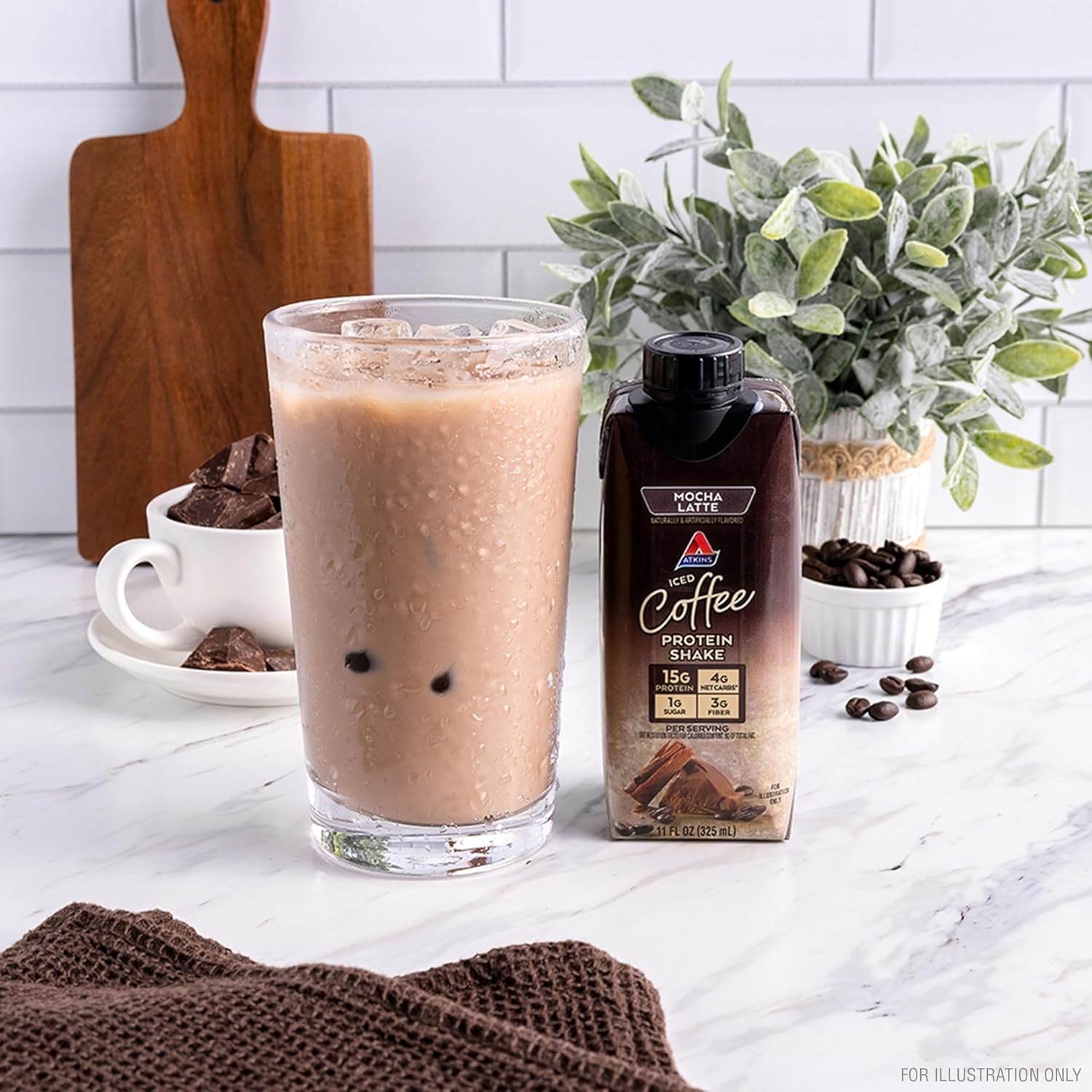 image:imageAtkins Caf au Lait Iced Coffee Flavored High Protein Shake Low Sugar and Low Carb Keto Friendly Ready to Drink Protein Drink Gluten Free 12 CountMocha