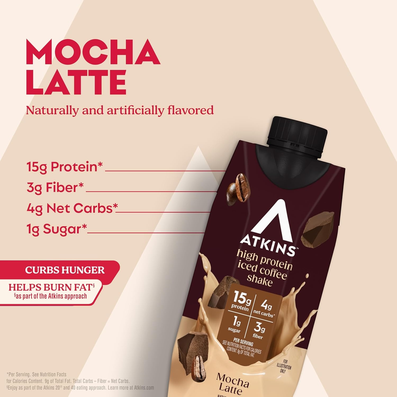 image:imageAtkins Caf au Lait Iced Coffee Flavored High Protein Shake Low Sugar and Low Carb Keto Friendly Ready to Drink Protein Drink Gluten Free 12 CountMocha