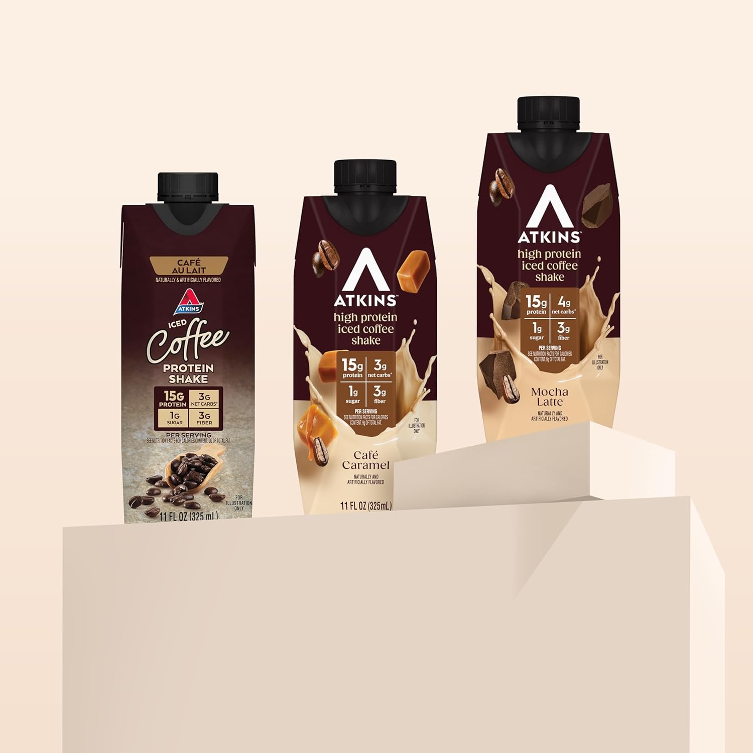 image:imageAtkins Caf au Lait Iced Coffee Flavored High Protein Shake Low Sugar and Low Carb Keto Friendly Ready to Drink Protein Drink Gluten Free 12 CountMocha Latte Caf au Lait Caf Caramel
