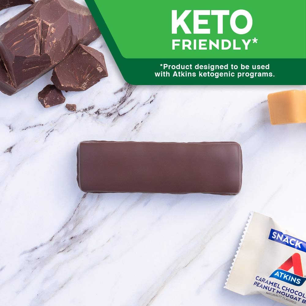 image:imageAtkins Chocolate Crme Protein Wafer Crisps Protein Dessert 4g Net Carb 1g Sugar High in Fiber Keto Friendly 5 CountCaramel Chocolate Peanut Nougat