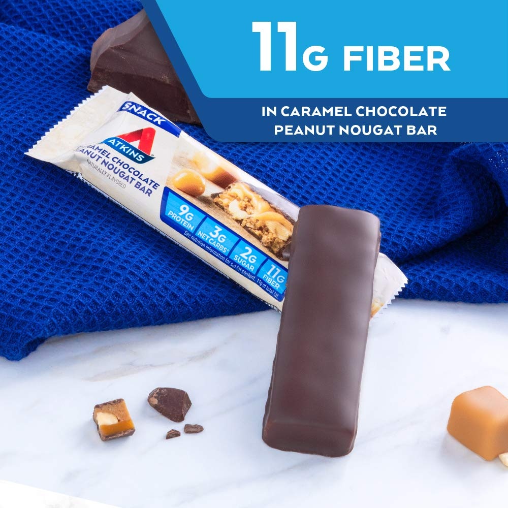 image:imageAtkins Chocolate Crme Protein Wafer Crisps Protein Dessert 4g Net Carb 1g Sugar High in Fiber Keto Friendly 5 CountCaramel Chocolate Peanut Nougat