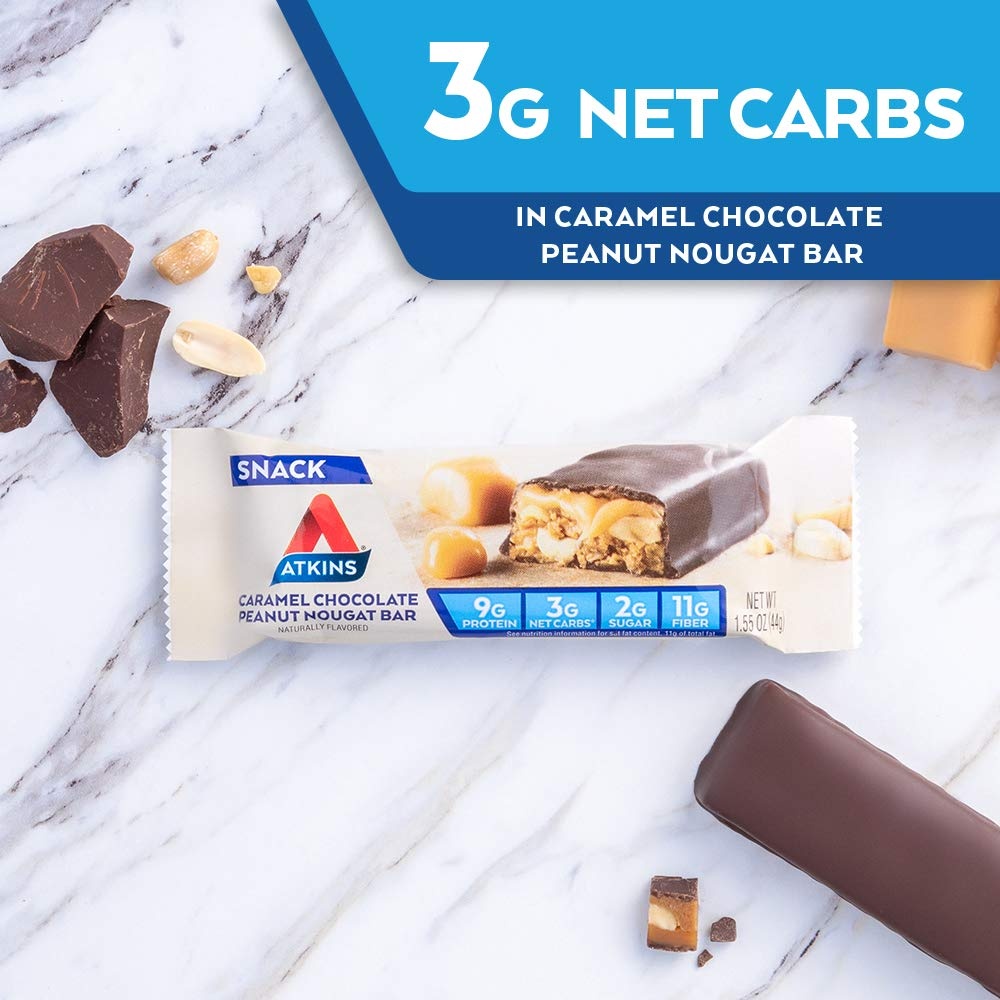 image:imageAtkins Chocolate Crme Protein Wafer Crisps Protein Dessert 4g Net Carb 1g Sugar High in Fiber Keto Friendly 5 CountCaramel Chocolate Peanut Nougat