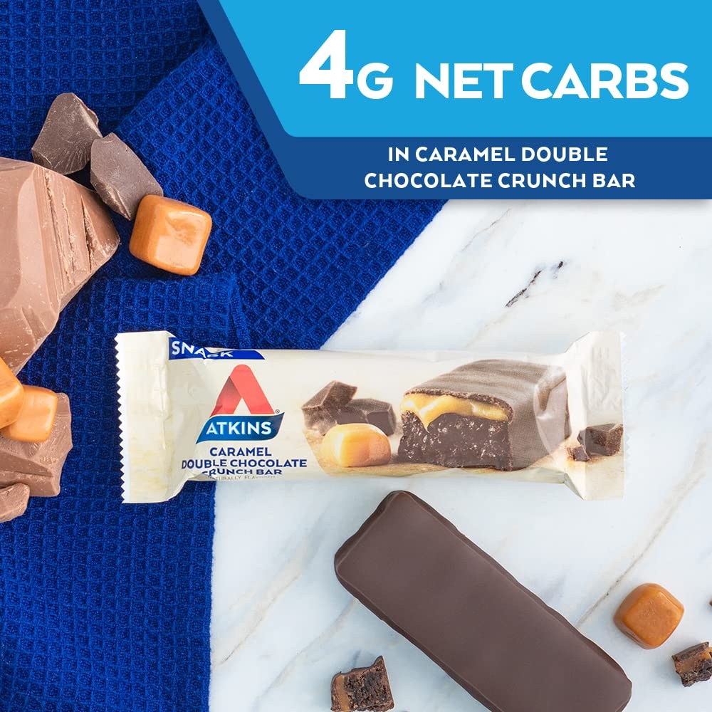 image:imageAtkins Chocolate Crme Protein Wafer Crisps Protein Dessert 4g Net Carb 1g Sugar High in Fiber Keto Friendly 5 CountCaramel Double Chocolate Crunch