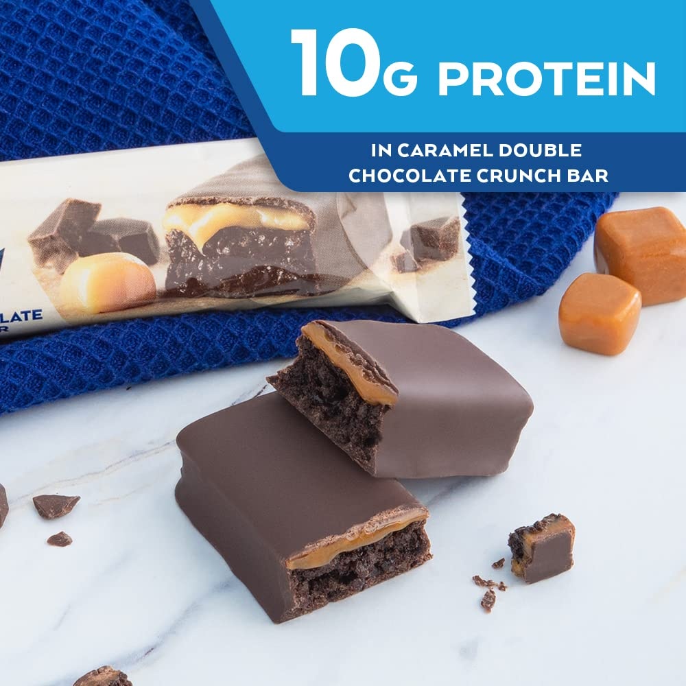 image:imageAtkins Chocolate Crme Protein Wafer Crisps Protein Dessert 4g Net Carb 1g Sugar High in Fiber Keto Friendly 5 CountCaramel Double Chocolate Crunch