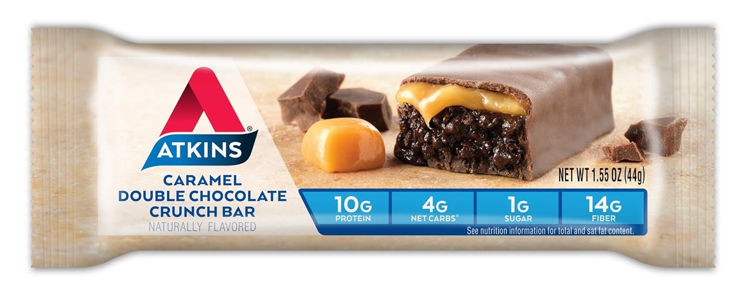 image:imageAtkins Chocolate Crme Protein Wafer Crisps Protein Dessert 4g Net Carb 1g Sugar High in Fiber Keto Friendly 5 CountCaramel Double Chocolate Crunch