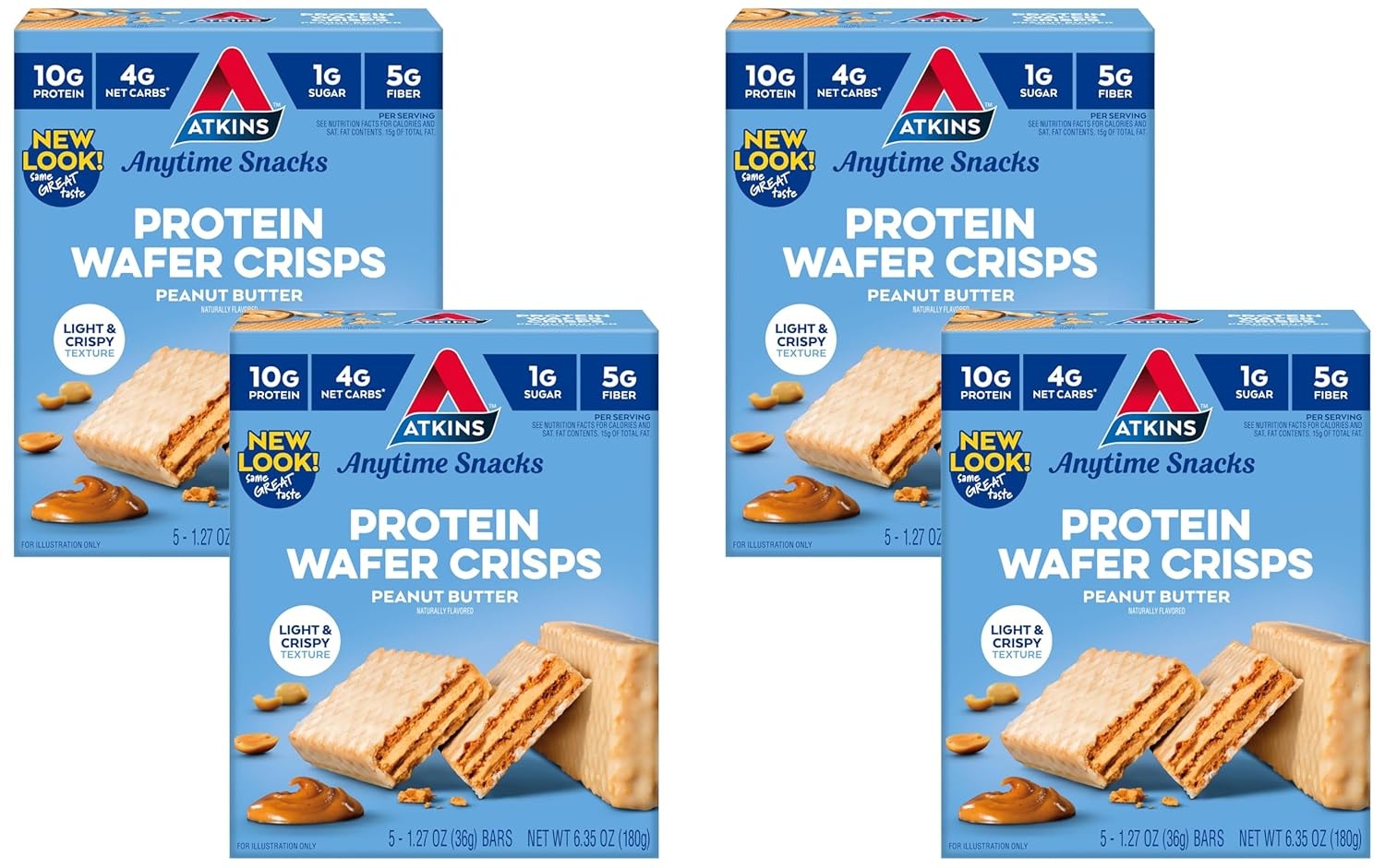 image:imageAtkins Chocolate Crme Protein Wafer Crisps Protein Dessert 4g Net Carb 1g Sugar High in Fiber Keto Friendly 5 CountPeanut Butter