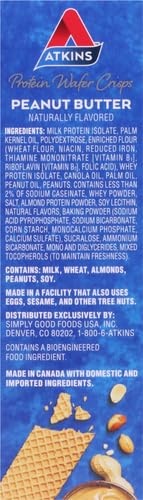 image:imageAtkins Chocolate Crme Protein Wafer Crisps Protein Dessert 4g Net Carb 1g Sugar High in Fiber Keto Friendly 5 CountPeanut Butter