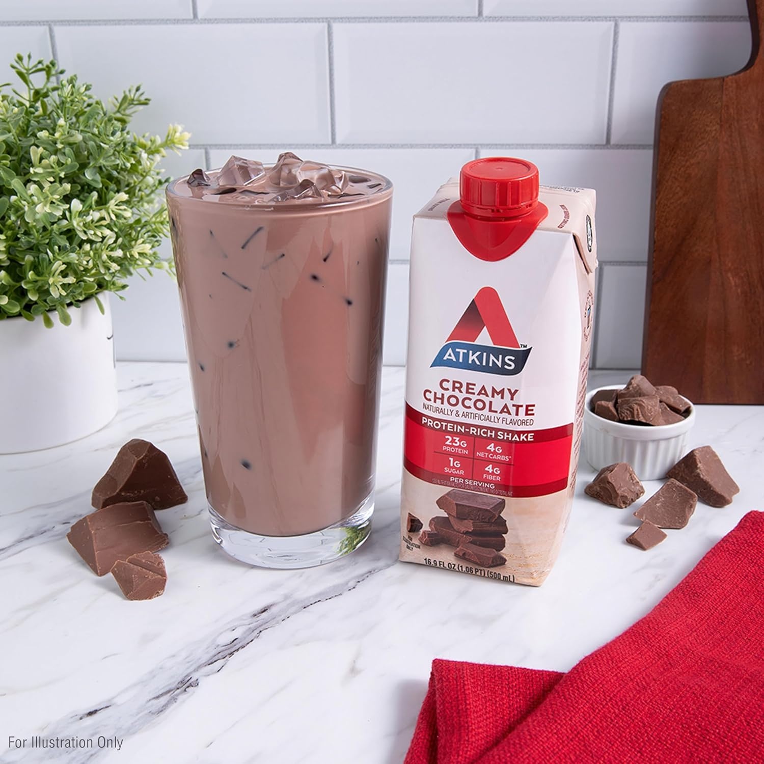 image:imageAtkins Creamy Chocolate Meal Size Protein Shake 23g Protein Low Glycemic 4g Net Carb 1g Sugar Keto Friendly 12 Count11 Fl Oz Pack of 12
