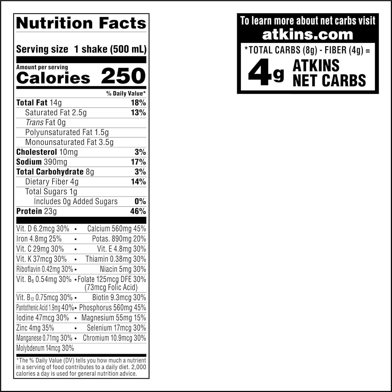 image:imageAtkins Creamy Chocolate Meal Size Protein Shake 23g Protein Low Glycemic 4g Net Carb 1g Sugar Keto Friendly 12 Count11 Fl Oz Pack of 12