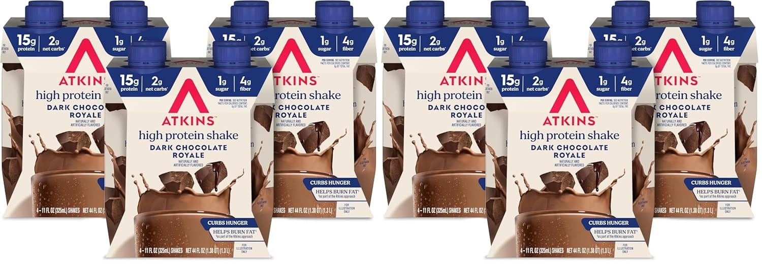 image:imageAtkins Creamy Cinnamon Swirl High Protein Shake 15g Protein Keto Protein Shake 2g Net Carb 1g Sugar Low Sugar and Low Carb Breakfast Protein Shakes 12 CountDark Chocolate