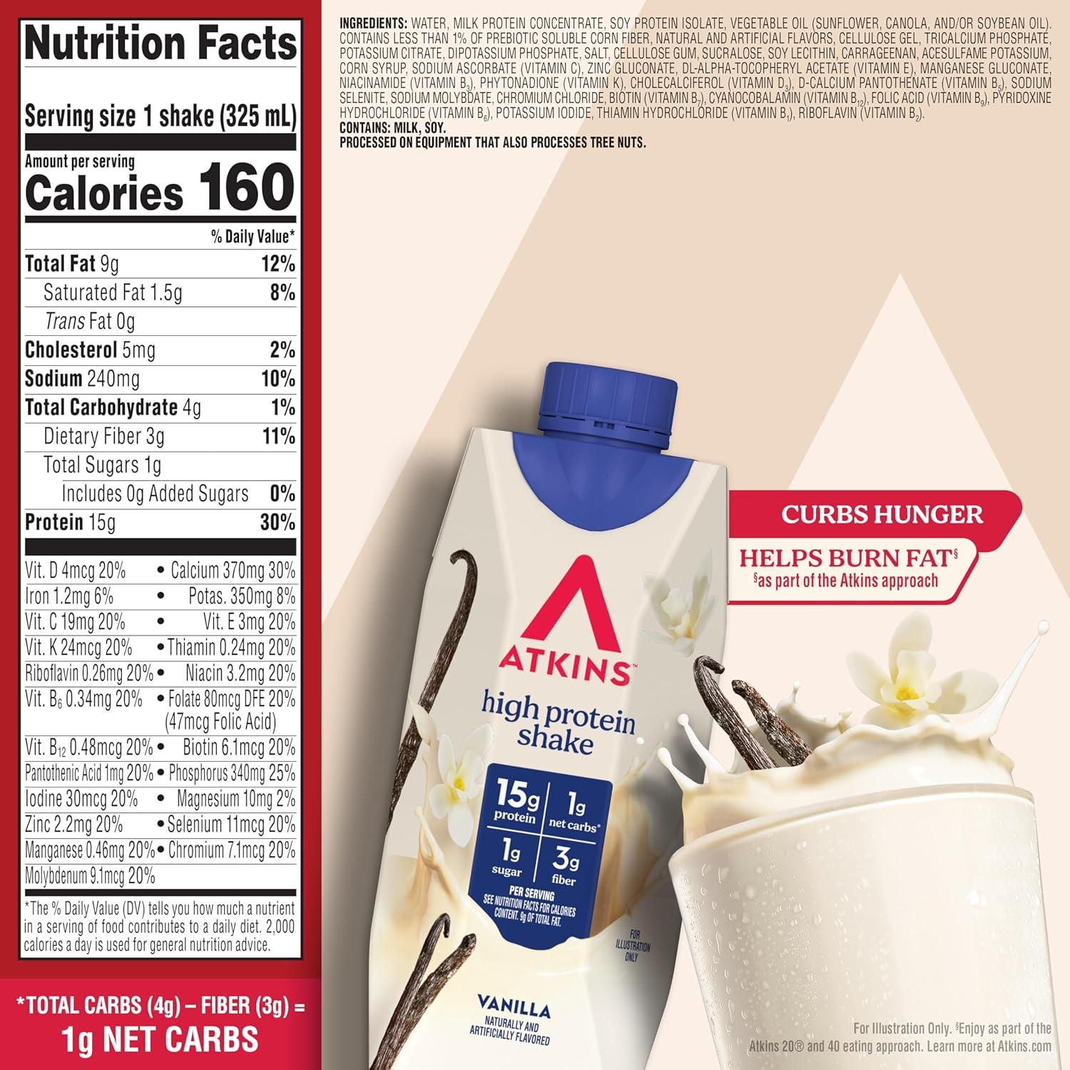 image:imageAtkins Creamy Cinnamon Swirl High Protein Shake 15g Protein Keto Protein Shake 2g Net Carb 1g Sugar Low Sugar and Low Carb Breakfast Protein Shakes 12 CountCreamy Vanila