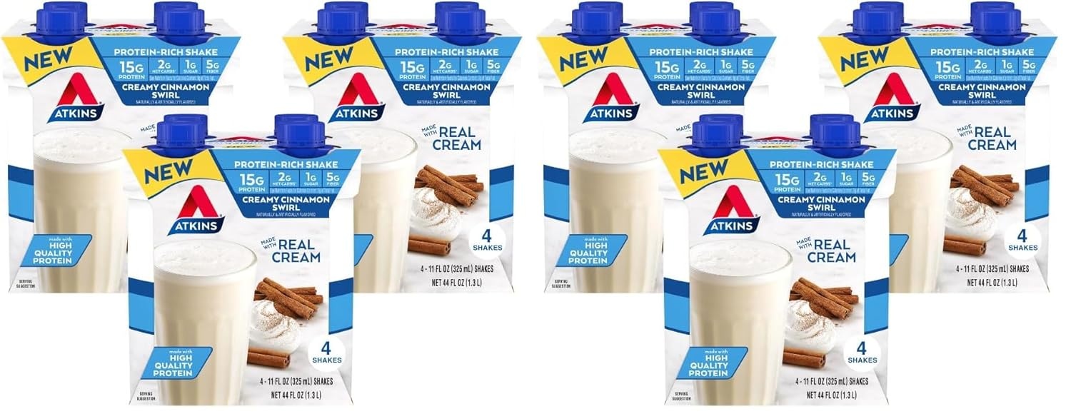 image:imageAtkins Creamy Cinnamon Swirl High Protein Shake 15g Protein Keto Protein Shake 2g Net Carb 1g Sugar Low Sugar and Low Carb Breakfast Protein Shakes 12 CountCreamy Cinnamon Swirl