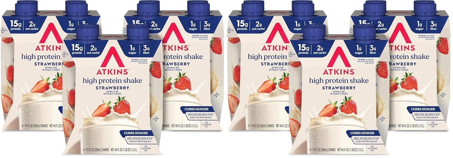 image:imageAtkins Creamy Cinnamon Swirl High Protein Shake 15g Protein Keto Protein Shake 2g Net Carb 1g Sugar Low Sugar and Low Carb Breakfast Protein Shakes 12 CountStrawberry