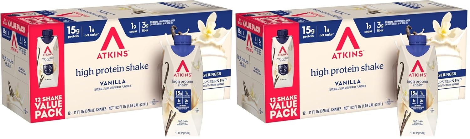 image:imageAtkins Creamy Cinnamon Swirl High Protein Shake 15g Protein Keto Protein Shake 2g Net Carb 1g Sugar Low Sugar and Low Carb Breakfast Protein Shakes 12 CountCreamy Vanila