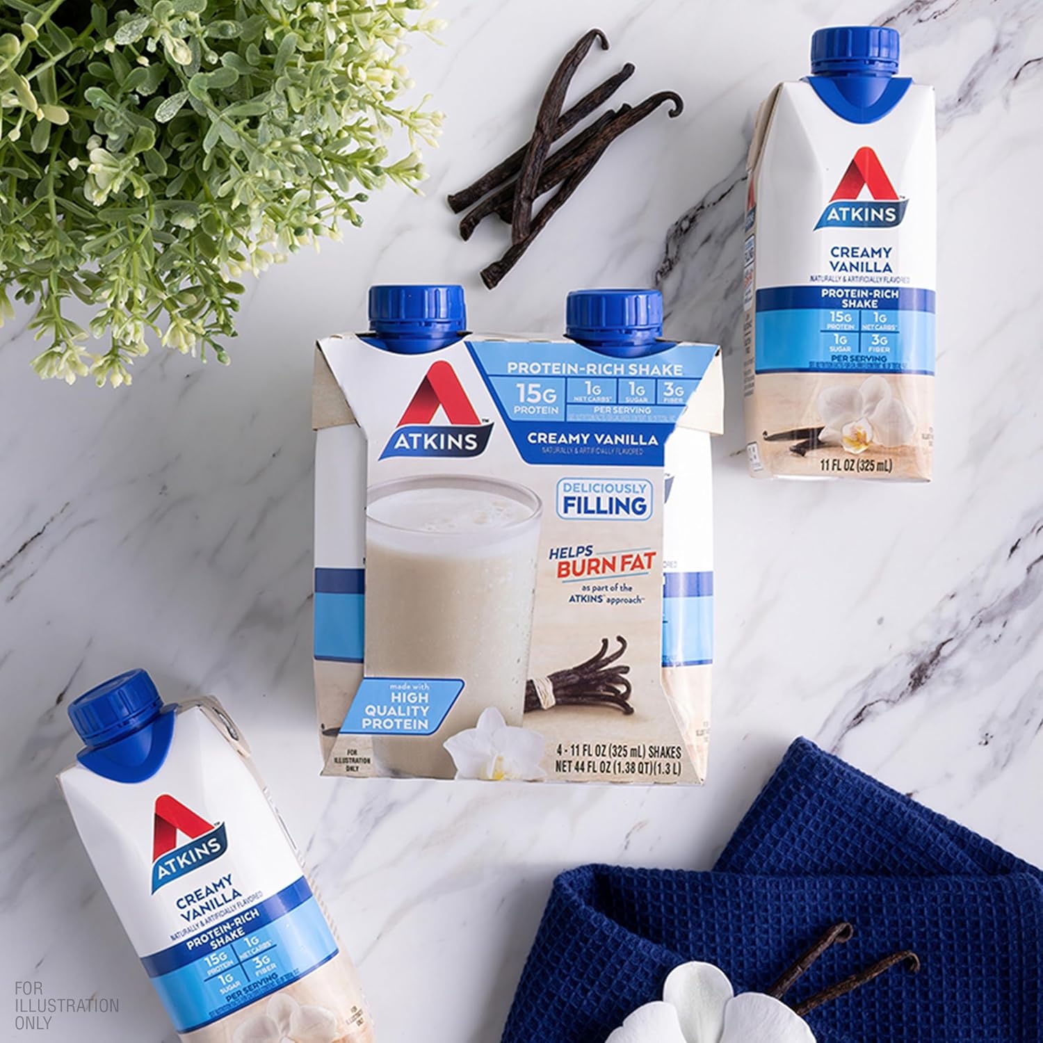 image:imageAtkins Creamy Cinnamon Swirl High Protein Shake 15g Protein Keto Protein Shake 2g Net Carb 1g Sugar Low Sugar and Low Carb Breakfast Protein Shakes 12 CountCreamy Vanila
