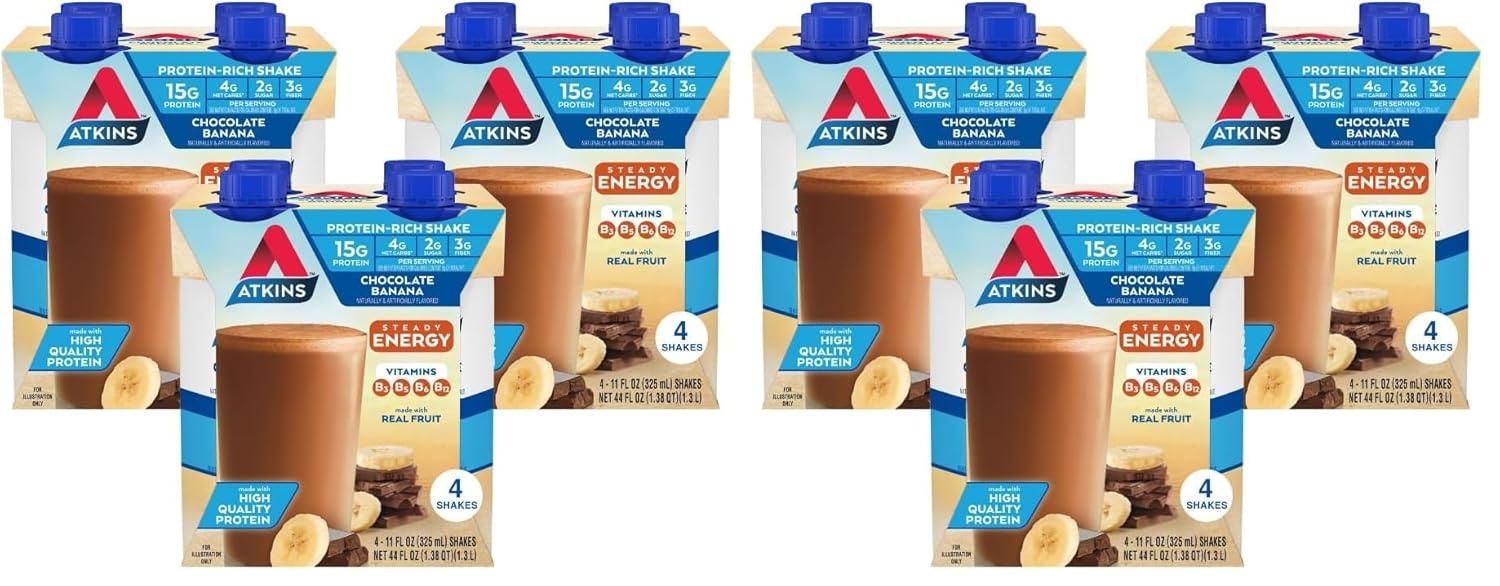 image:imageAtkins Creamy Cinnamon Swirl High Protein Shake 15g Protein Keto Protein Shake 2g Net Carb 1g Sugar Low Sugar and Low Carb Breakfast Protein Shakes 12 CountChocolate Banana