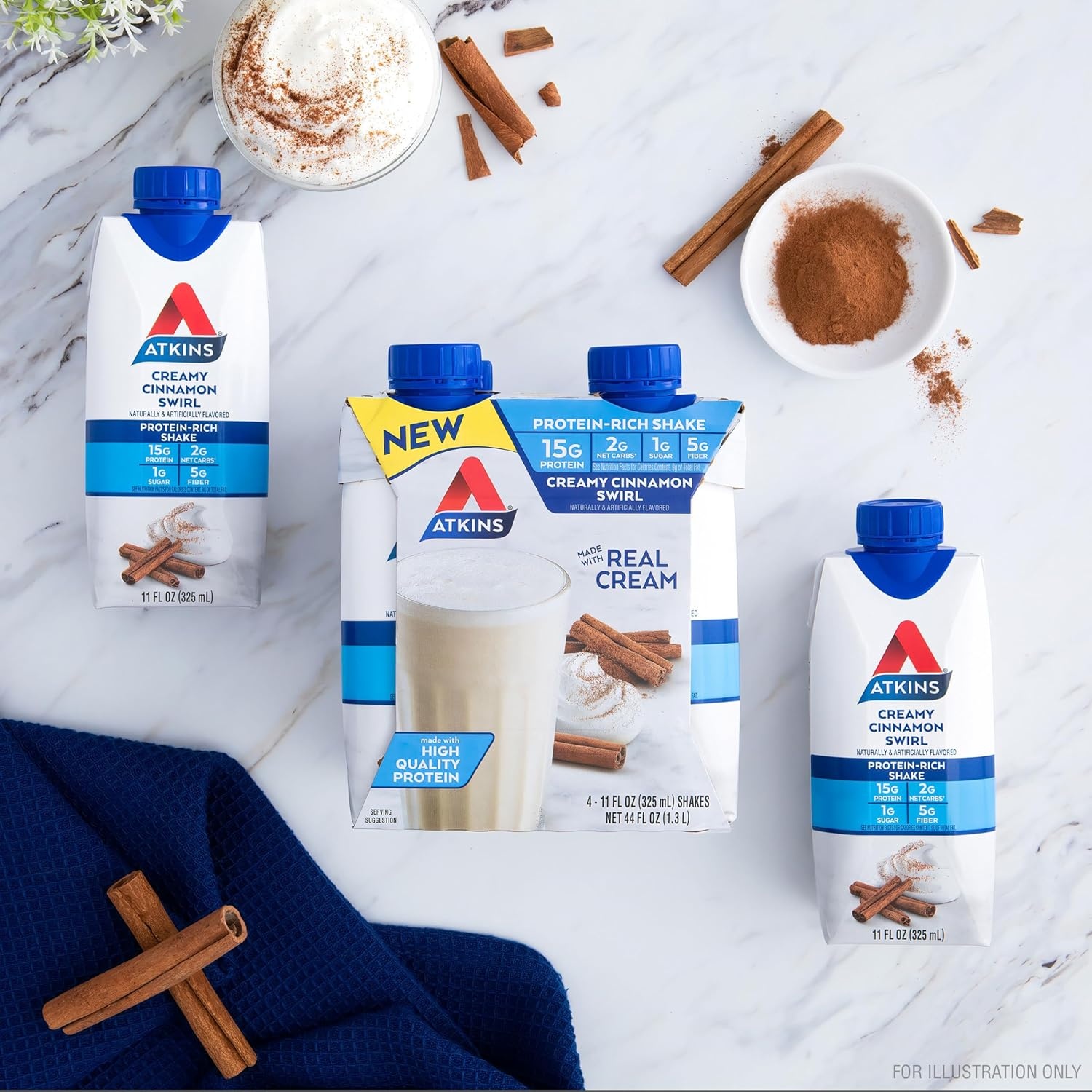 image:imageAtkins Creamy Cinnamon Swirl High Protein Shake 15g Protein Keto Protein Shake 2g Net Carb 1g Sugar Low Sugar and Low Carb Breakfast Protein Shakes 12 CountCreamy Cinnamon Swirl