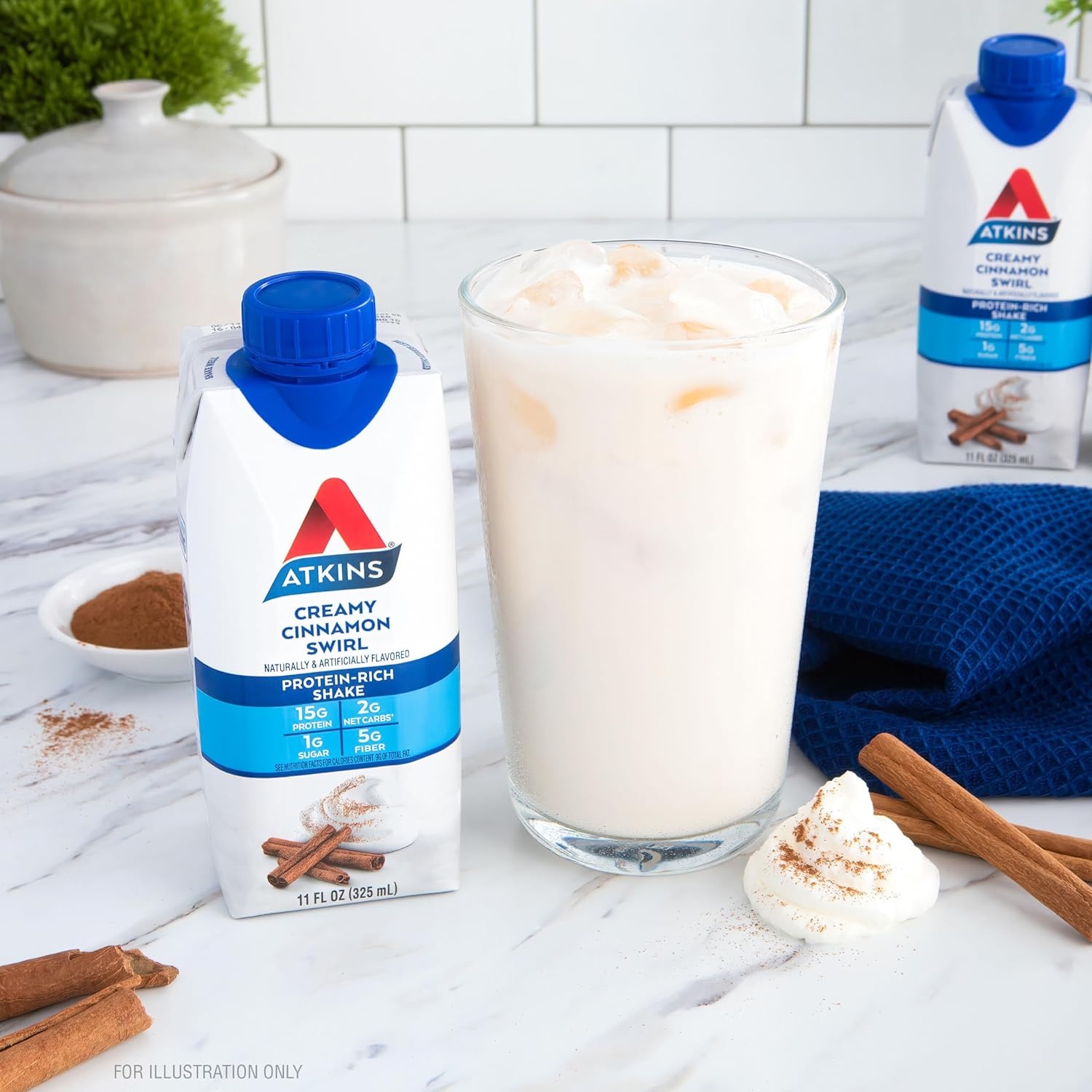 image:imageAtkins Creamy Cinnamon Swirl High Protein Shake 15g Protein Keto Protein Shake 2g Net Carb 1g Sugar Low Sugar and Low Carb Breakfast Protein Shakes 12 CountCreamy Cinnamon Swirl