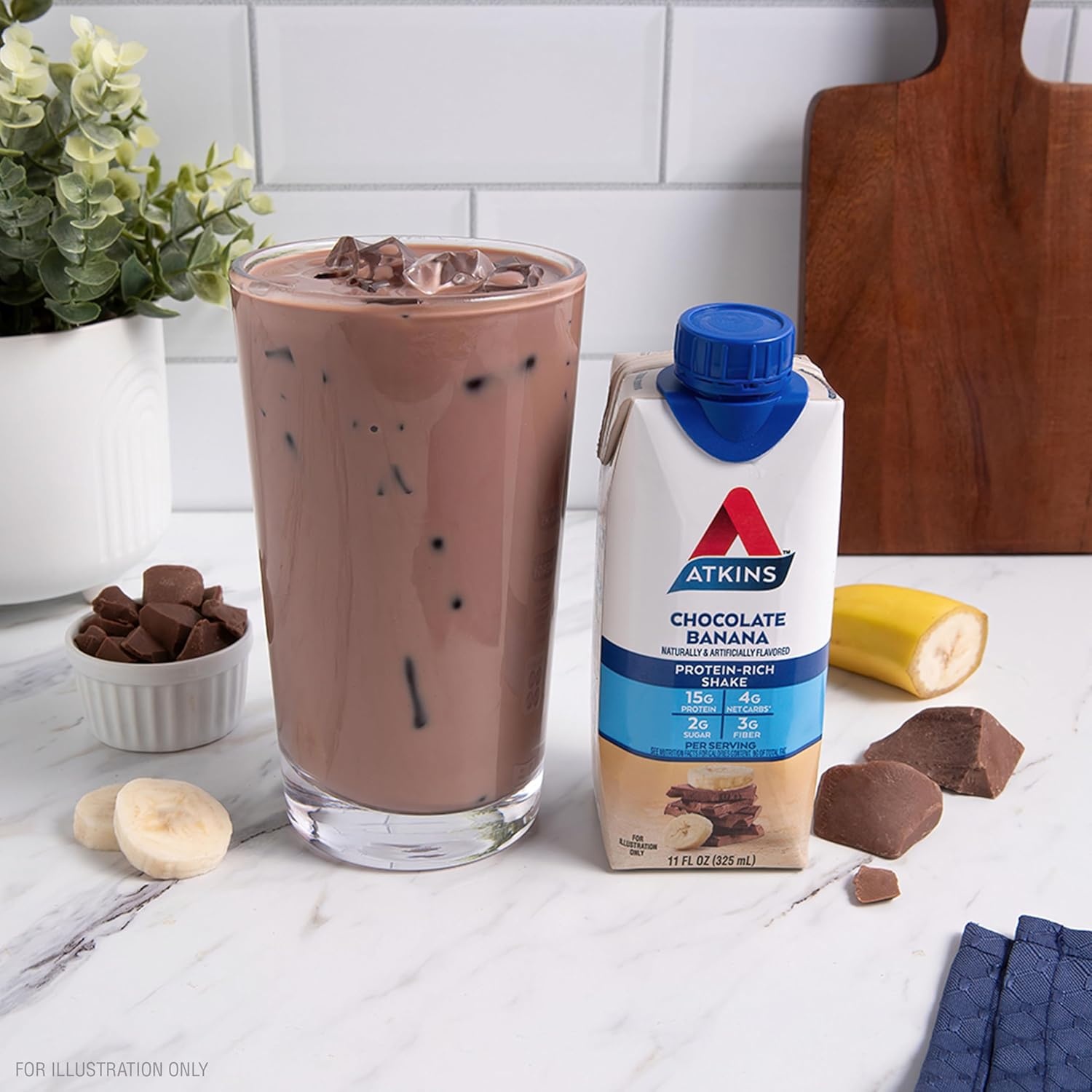 image:imageAtkins Creamy Cinnamon Swirl High Protein Shake 15g Protein Keto Protein Shake 2g Net Carb 1g Sugar Low Sugar and Low Carb Breakfast Protein Shakes 12 CountChocolate Banana