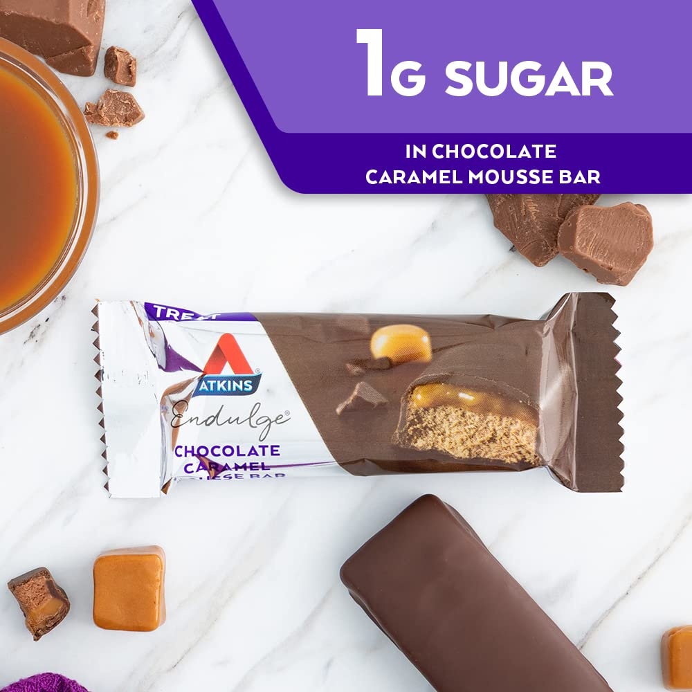 image:imageAtkins Endulge Chocolate Caramel Mousse Bar Dessert Favorite 1g Sugar High in Fiber 5 Count5 Count Pack of 1