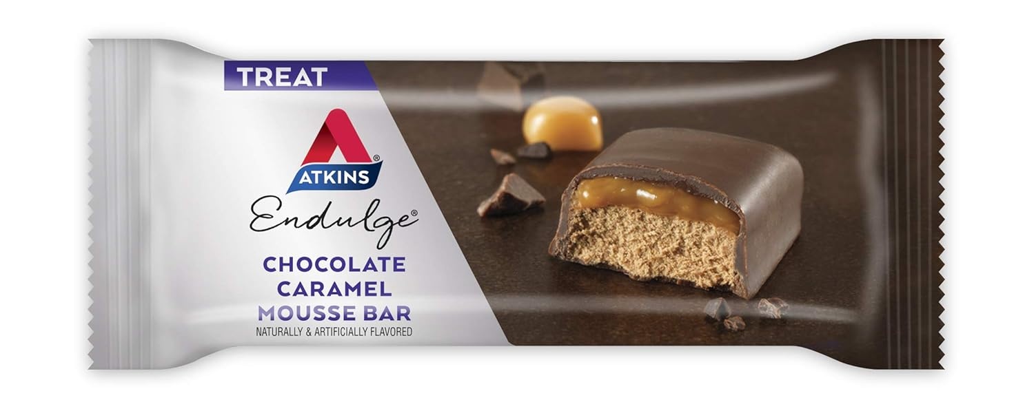 image:imageAtkins Endulge Chocolate Caramel Mousse Bar Dessert Favorite 1g Sugar High in Fiber 5 Count5 Count Pack of 1