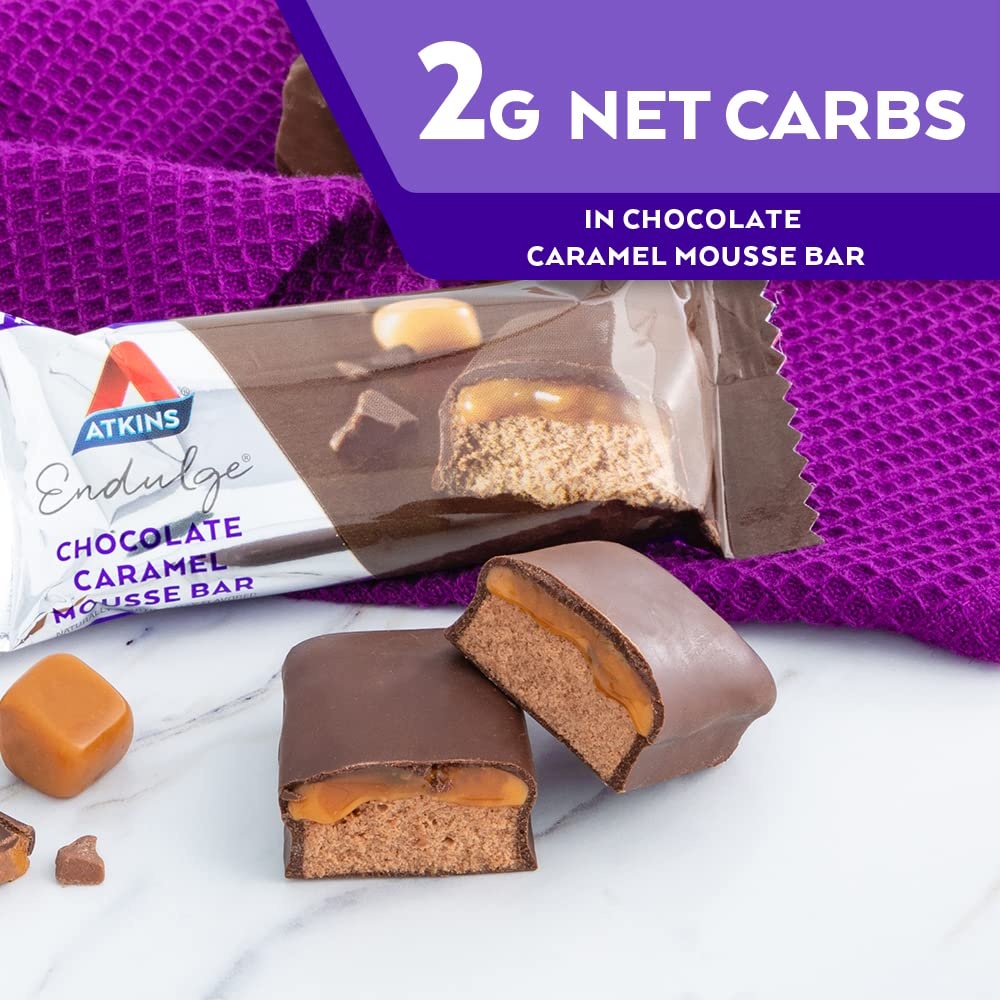 image:imageAtkins Endulge Chocolate Caramel Mousse Bar Dessert Favorite 1g Sugar High in Fiber 5 Count5 Count Pack of 1