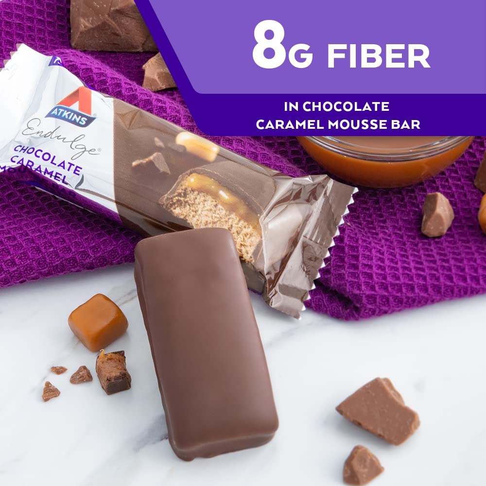 image:imageAtkins Endulge Chocolate Caramel Mousse Bar Dessert Favorite 1g Sugar High in Fiber 5 Count5 Count Pack of 1