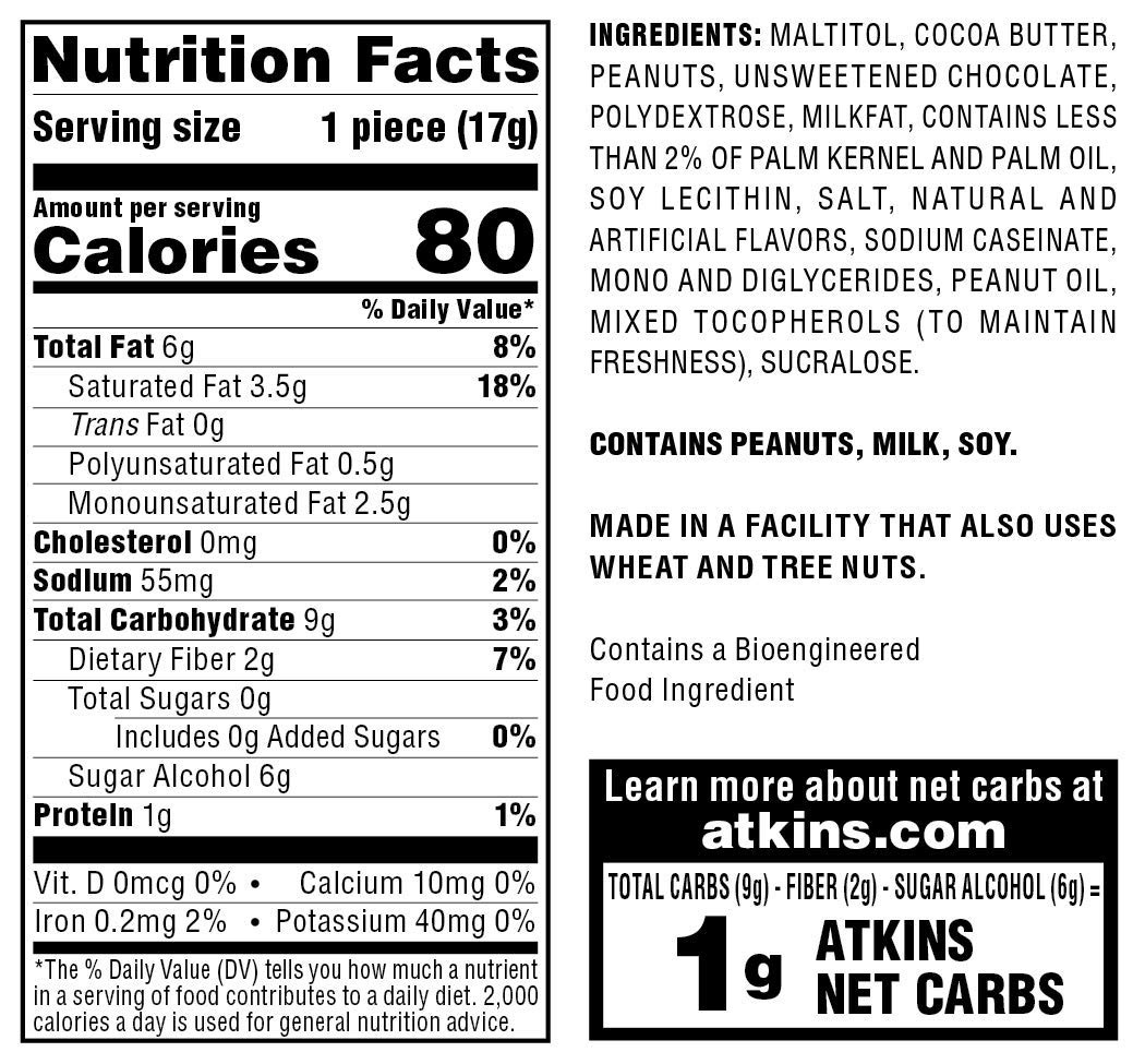 image:imageAtkins Endulge Chocolate Peanut Candies Dessert Favorite 0g Sugar 20 CountPeanut Butter
