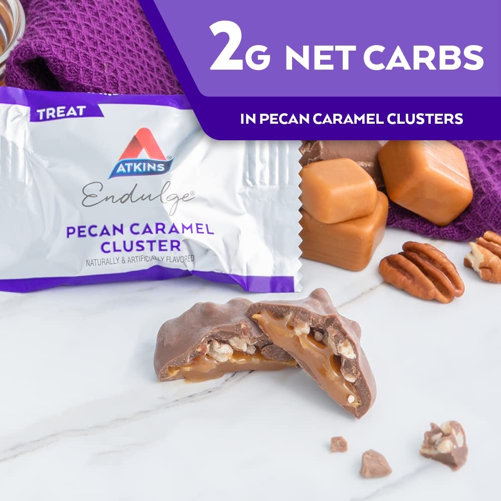 image:imageAtkins Endulge Chocolate Peanut Candies Dessert Favorite 0g Sugar 20 CountPecan Caramel Clusters