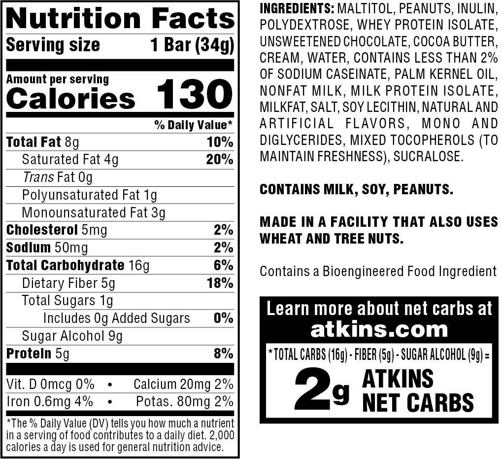 image:imageAtkins Endulge Milk Chocolate Caramel Squares Dessert Favorite Good Source of Fiber 1g Sugar 90 CountCaramel Nut Chew Bar