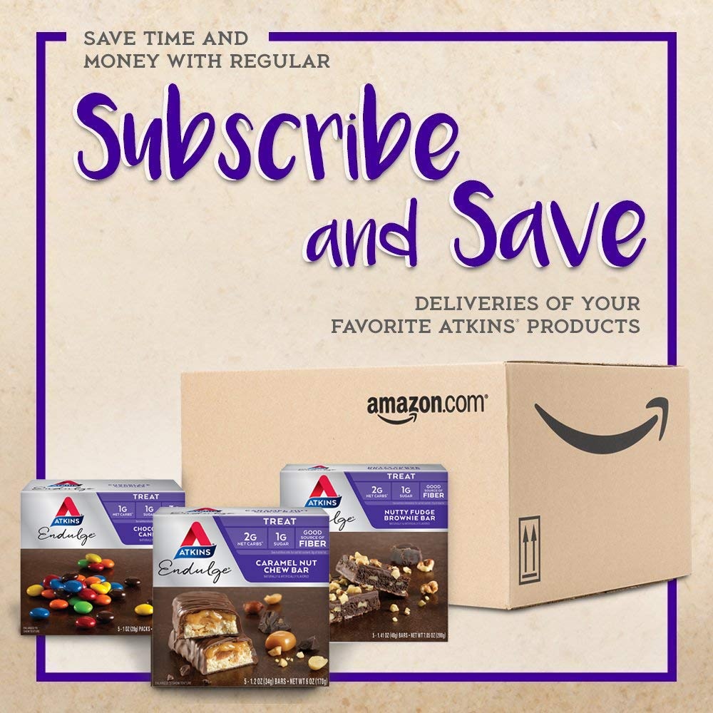 image:imageAtkins Endulge Milk Chocolate Caramel Squares Dessert Favorite Good Source of Fiber 1g Sugar 90 CountCaramel Nut Chew Bar