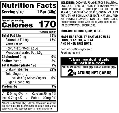 image:imageAtkins Endulge Milk Chocolate Caramel Squares Dessert Favorite Good Source of Fiber 1g Sugar 90 CountChocolate Coconut
