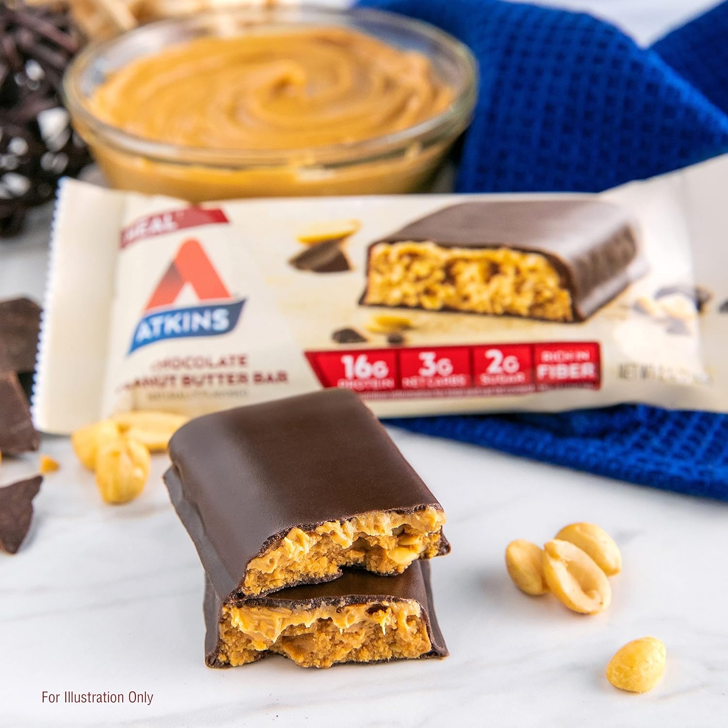 image:imageAtkins Endulge Milk Chocolate Caramel Squares Dessert Favorite Good Source of Fiber 1g Sugar 90 CountChocolate Peanut Butter