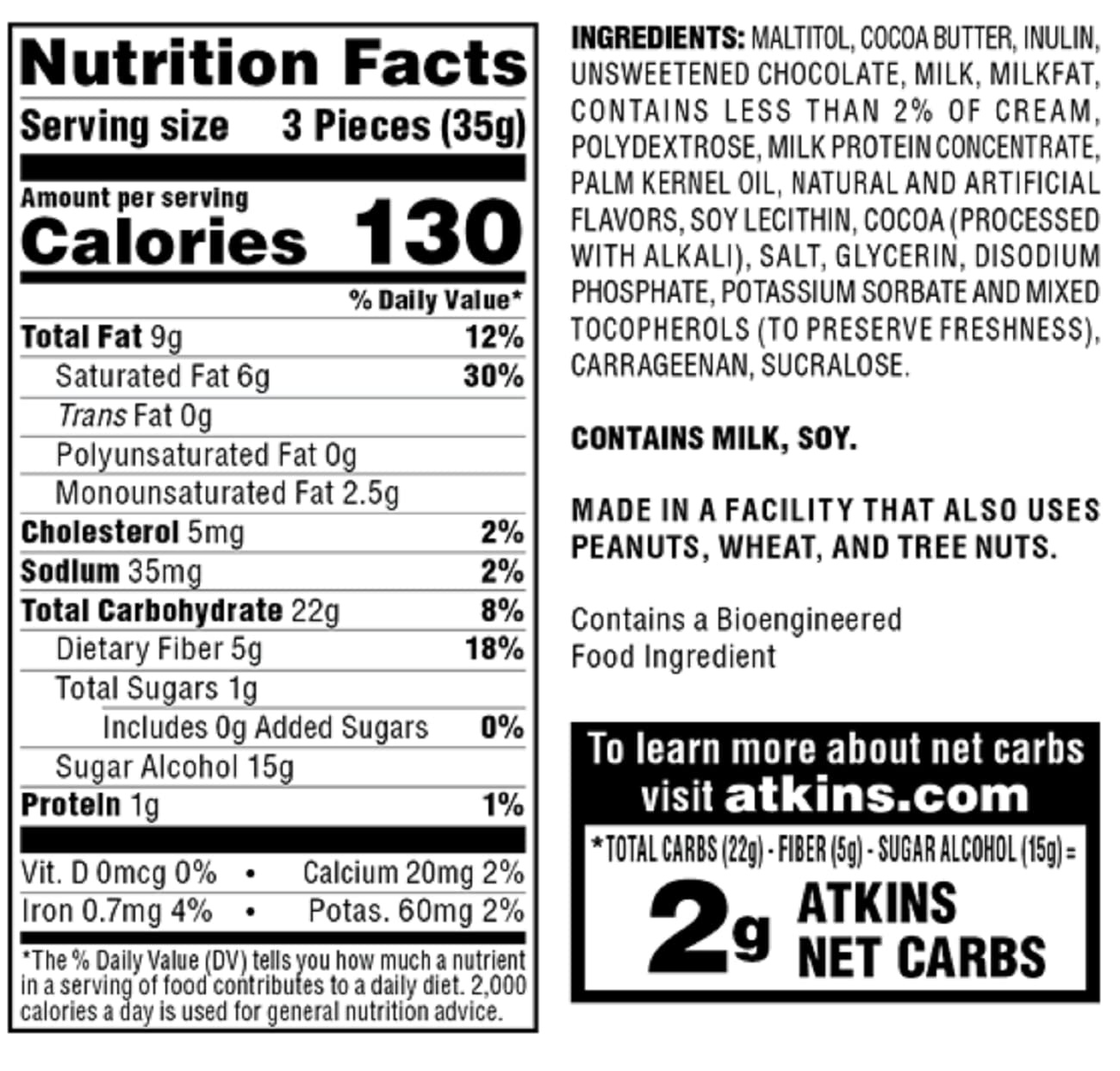 image:imageAtkins Endulge Milk Chocolate Caramel Squares Dessert Favorite Good Source of Fiber 1g Sugar 90 CountMilk Chocolate Caramel Squares