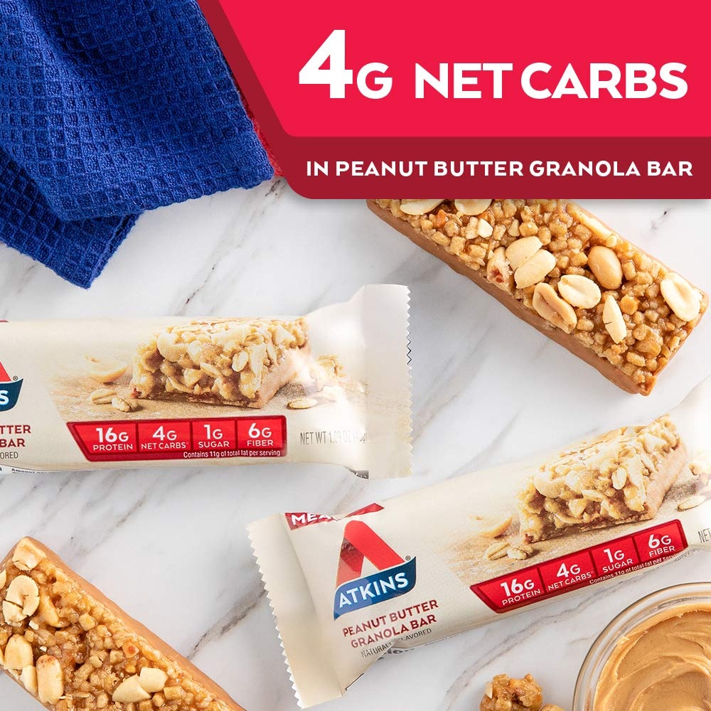 image:imageAtkins Endulge Milk Chocolate Caramel Squares Dessert Favorite Good Source of Fiber 1g Sugar 90 CountPeanut Butter Granola