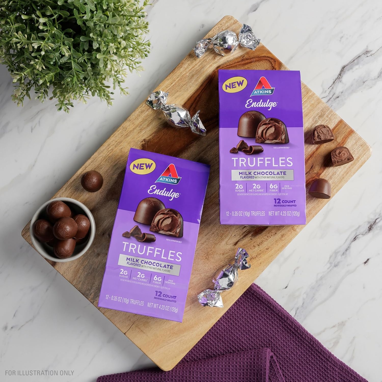 image:imageAtkins Endulge Milk Chocolate Truffles Low Sugar Low Carb Keto Friendly 6 pack 12 Truffles each PackMilk Chocolate