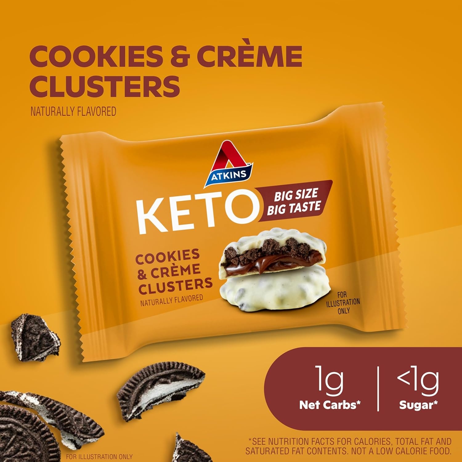 image:imageAtkins Keto Cookies amp Crme Clusters Gluten Free High Fiber Low Carb Keto Friendly 8 CountCookies Crme Clusters